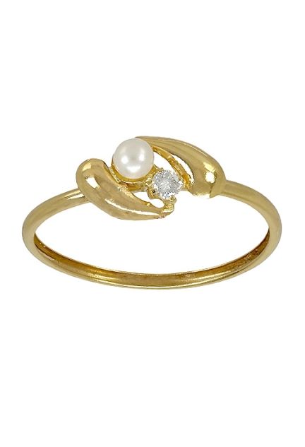 Anillo en oro para niña, especial comunión, circonita y perla. 139_0404-S a precios baratos