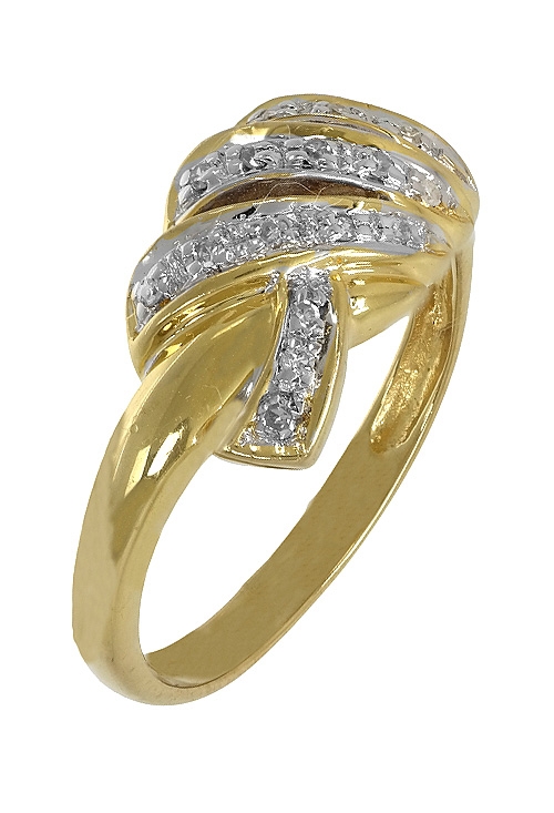 OPORTUNIDAD Sortija oro amarillo ley con diamantes 037_13101797 anillo mujer oro 18 ktes con diamantes modelo trenza foto lateral 037_13101797_01