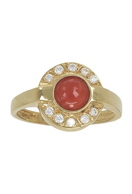 anillo mujer oro amarillo 18 kilates con coral fino y circonitas precio barato especial joyeria online foto frontal 146_1913-S-OA