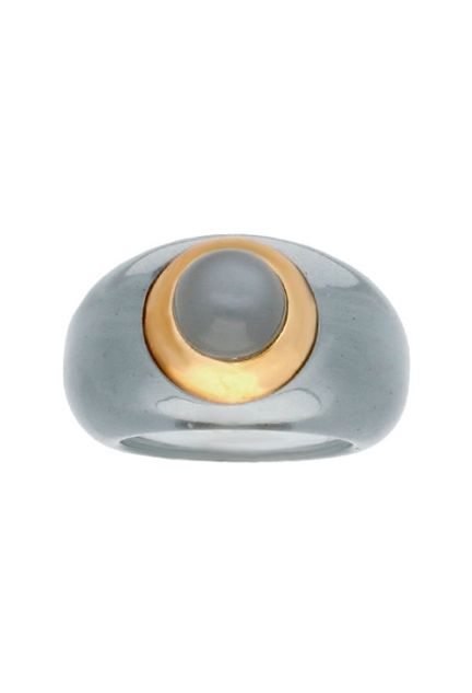 anillo mujer oro amarillo 18 kilates cuarzo gris y resina foto frontal precio de ocasion joyeria online 093_XC70-G
