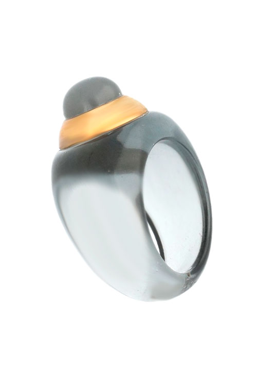 anillo mujer oro amarillo 18 kilates cuarzo gris y resina foto lateral precio de ocasion joyeria online 093_XC70-G_01