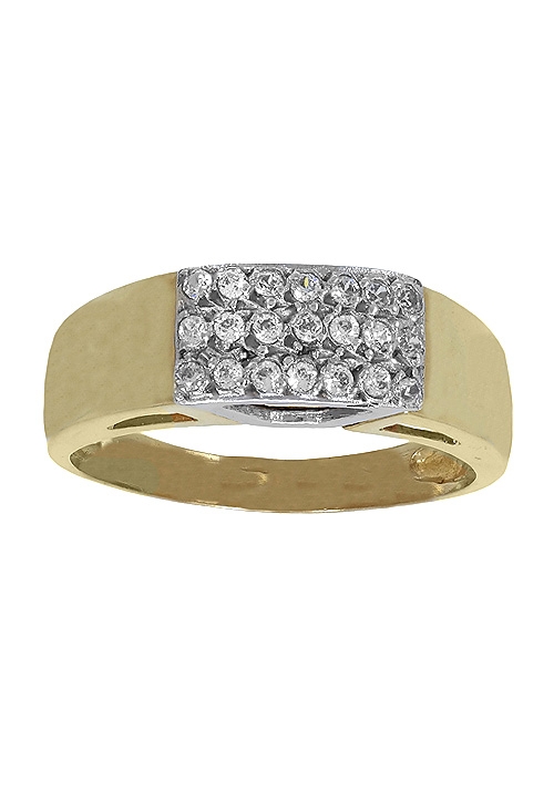 Anillo de oro bicolor 18 ktes con circonitas 002_51453-S anillo mujer oro bicolor con cuajo circonitas vista frontal 002_51453-S