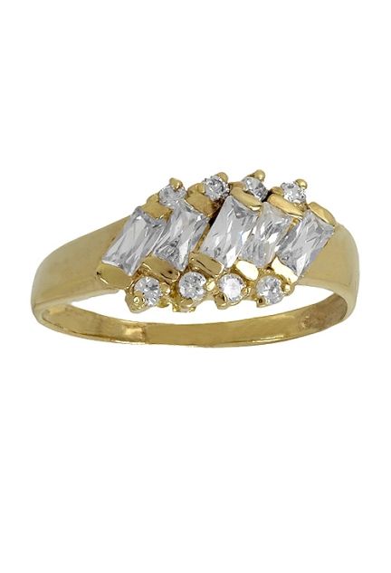 Anillo oro 18 kilates, sortija con circonitas rectangulares. 139_0055-S1 venta de joyas a precios de liquidacion