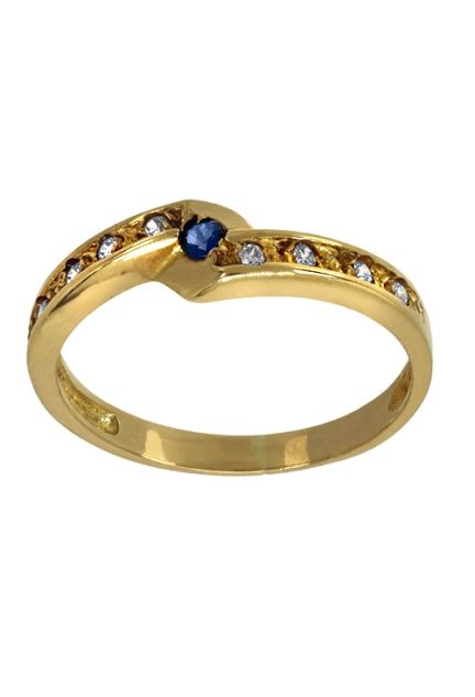 Anillo oro 18 kilates, sortija con zafiro azul y circonitas 141_00337SO-2
