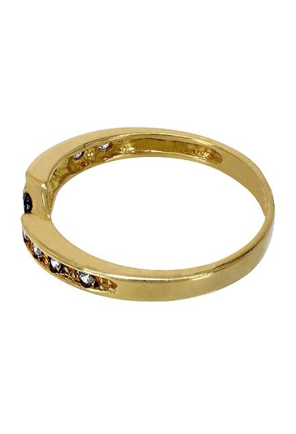 Anillo oro 18 kilates, sortija con zafiro azul y circonitas 141_00337SO-2 al mejor precio, venta online