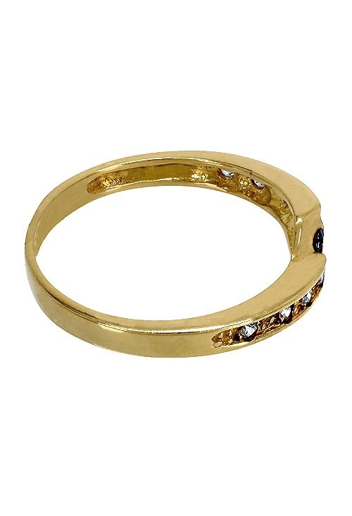 Anillo oro 18 kilates, sortija con zafiro azul y circonitas 141_00337SO-2 joyeria online, venta por internet