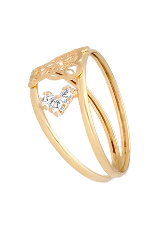 Anillo oro 18K motivo oso calado 146_C006 anillo oro amarillo 18 kilates con circonitas oso calado fotografia de lado 146_C006_01