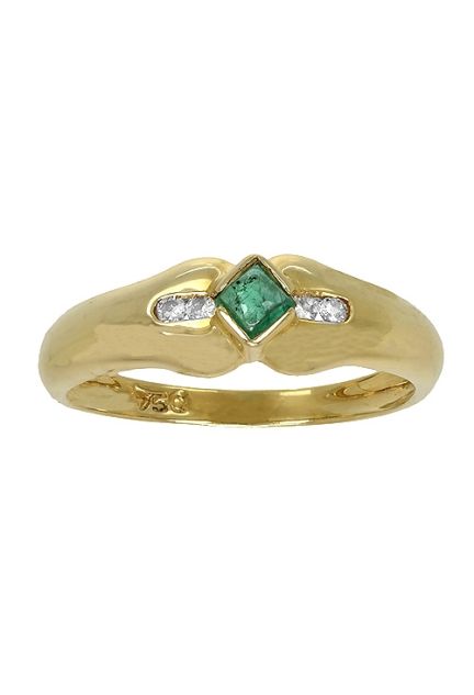 anillo oro amarillo 18 kilates con esmeralda y diamantes a precio muy barato vista frontal 037_13401526