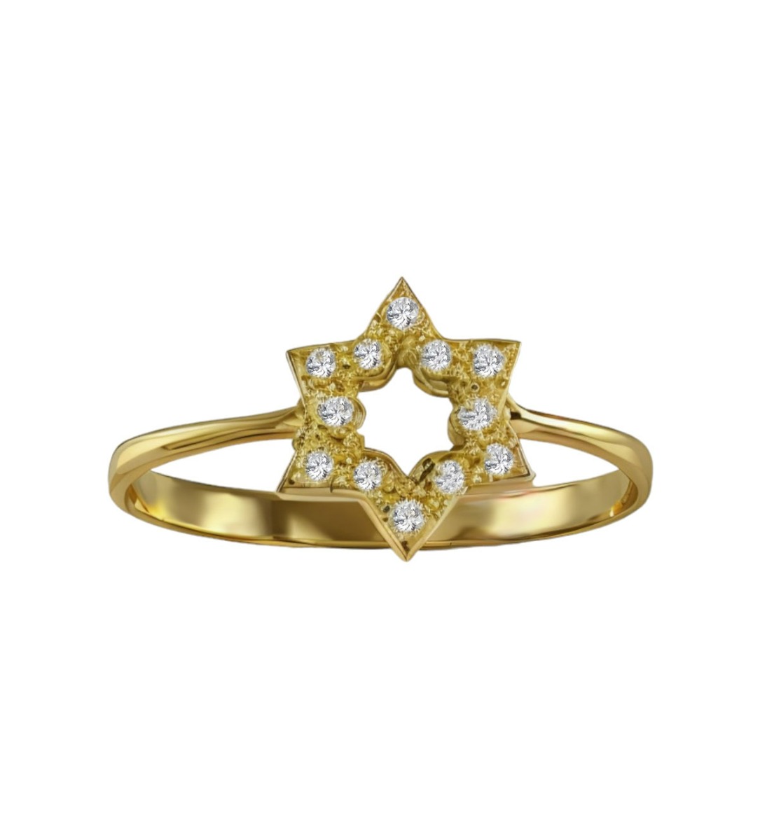 anillo oro amarillo 18 ktes y diamantes forma de estrella foto frontal 192_Z0714-OA