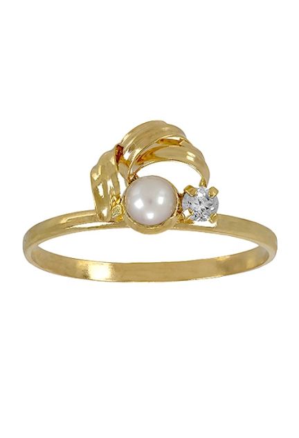 Anillo oro amarillo para niña, Perla y circonita, comunión. 098_3269-S precio barato