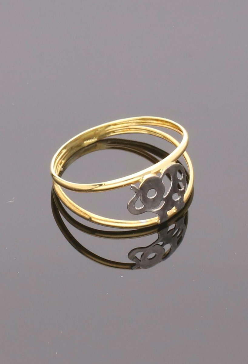 anillo oro bicolor 18 ktes motivo elefante vista sin recortar