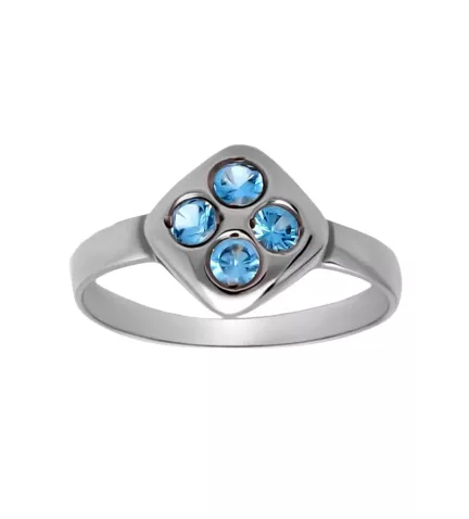 anillo de oro blanco 18k rombo azul