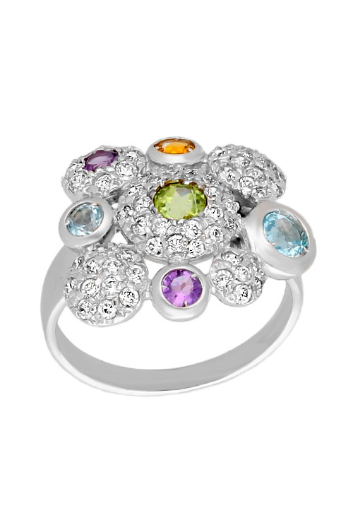 anillo oro blanco 18 kilates y piedras semipreciosas vista oblicua 083_JI171_01