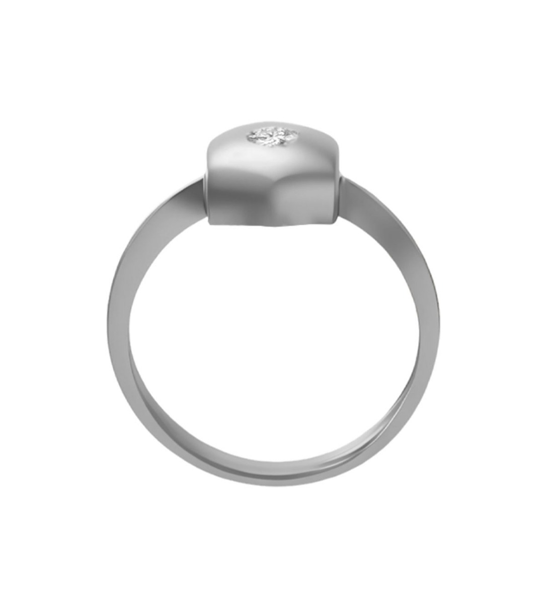 Anillo de compromiso oro blanco y diamante. 192_Z0192-OB anillo oro blanco 18 kilates con diamante chaton hexagonal foto cenital 192_Z0192-OB_02