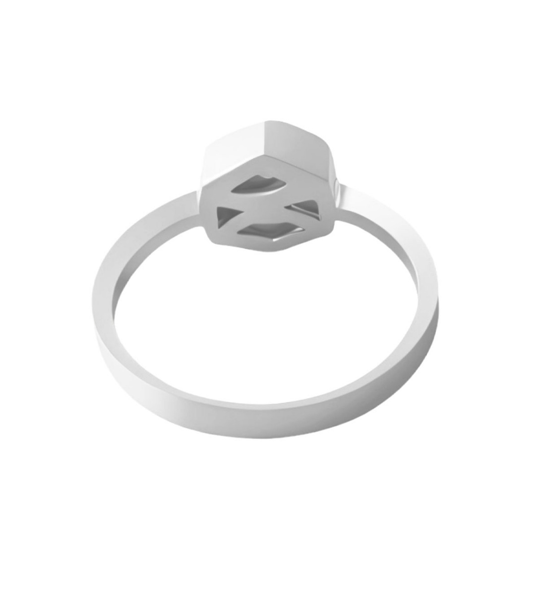 Anillo de compromiso oro blanco y diamante. 192_Z0192-OB anillo oro blanco 18 kilates con diamante chaton hexagonal foto trasera 192_Z0192-OB_03