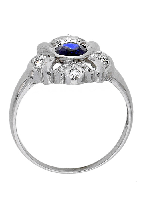 anillo oro blanco 18K con circonitas y zafiro reconstituido modelo lanzadera foto cenital precio barato joyeria online168_05756-0A_03