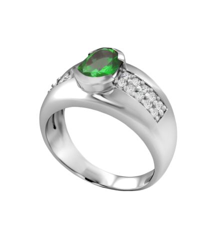 Sortija oro blanco diamantes y esmeralda - foto 1 - rfcia.025_A-01851