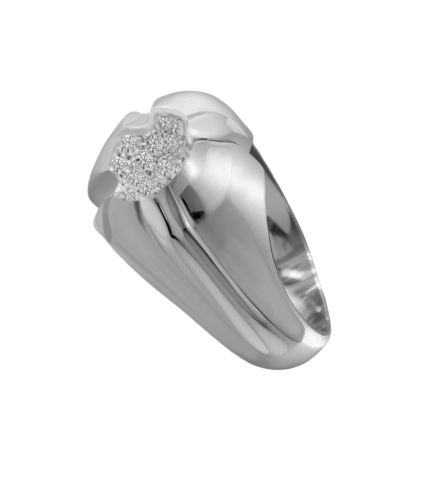 anillo de oro blanco y diamantes fotografia de lado