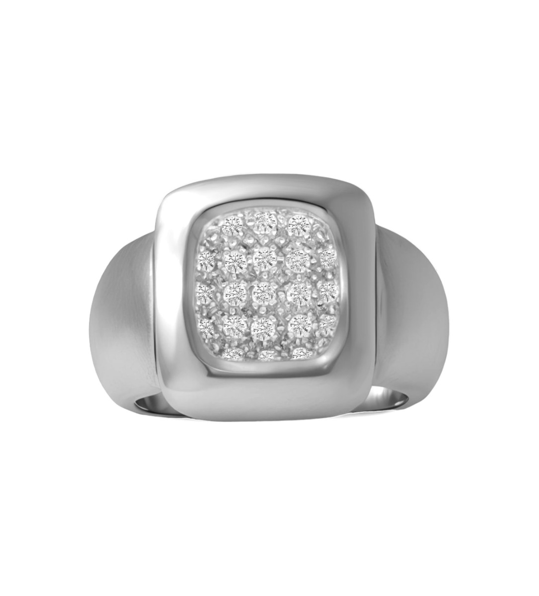 Sortija de oro blanco 18 ktes con diamantes. 111_4865 anillo oro blanco y diamantes motivo cuajado concavo 111_4865