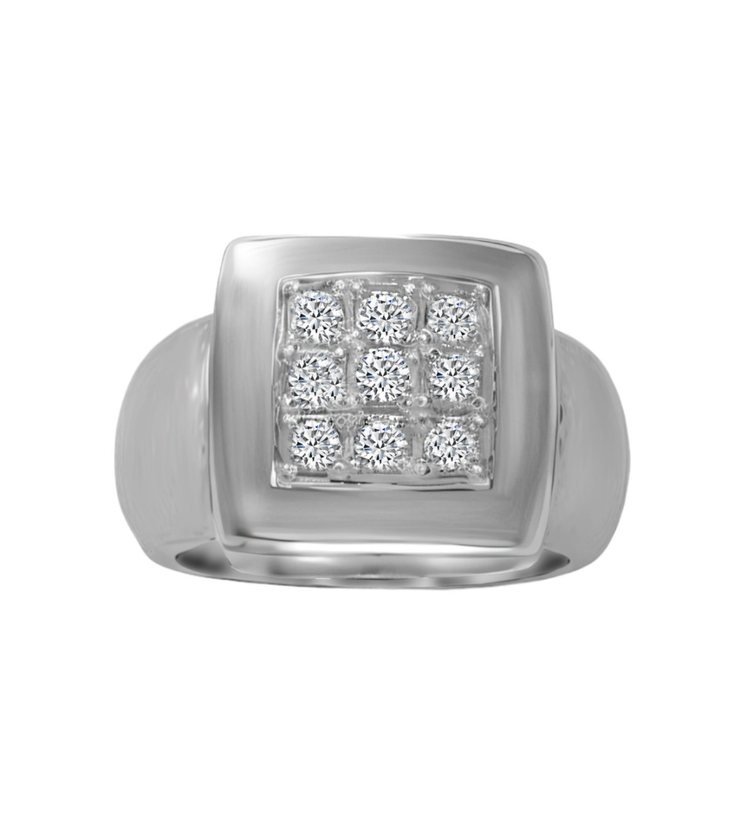 Sortija oro blanco con diamantes mate brillo. 111_4875 anillo de oro blanco con diamantes foto frontal 111_4875