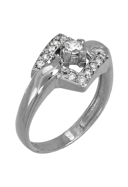 anillo oro blanco para mujer con circonitas vista oblicua 067_P000100240_01