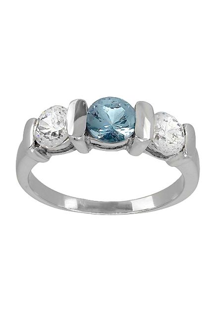 Anillo oro blanco para mujer, tresillo con circonitas y topacio azul. 139_7012-S-OB-TA a precios baratos