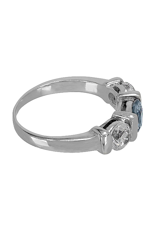 Anillo oro blanco para mujer, tresillo con circonitas y topacio azul. 139_7012-S-OB-TA joyas para señora,