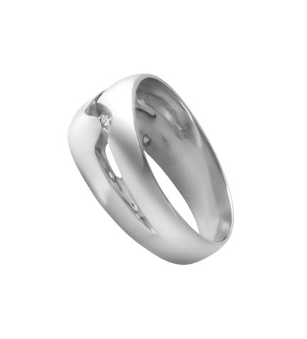 anillo oro blanco con diamantes vista lateral