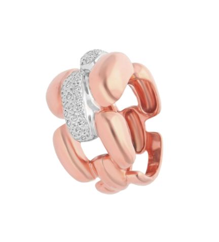 anillo mujer oro rosa y blanco 18k con diamantes modelo alta joyeria a precio muy barato foto lateral 111_4S-1096_02