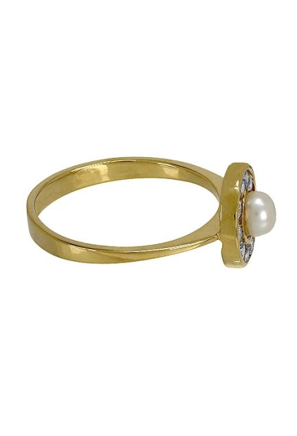 Anillo oro, sortija para niñas con circonitas y perla 146_F056-S a precos baratos