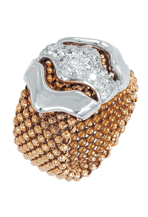 Anillo plata chapada bicolor rosa silver 248_0361-RB anillo plata chapada en rosa y motivo en plata su color brazo tipo malla foto oblicua precio de ocasion 248_0361-RB_01