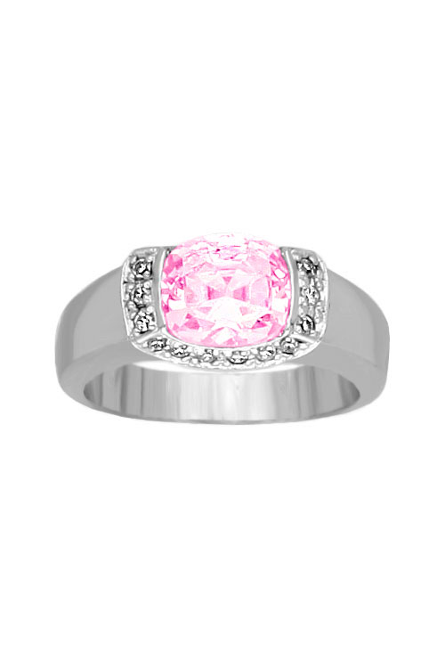 Sortija de plata con cuarzo rosa central y orla circonitas 103_YR1217-R anillo_de_plata_con_circonitas_y_cuarzo_rosa_foto_frontal_precio_barato_joyeria_online_103_yr1217-r