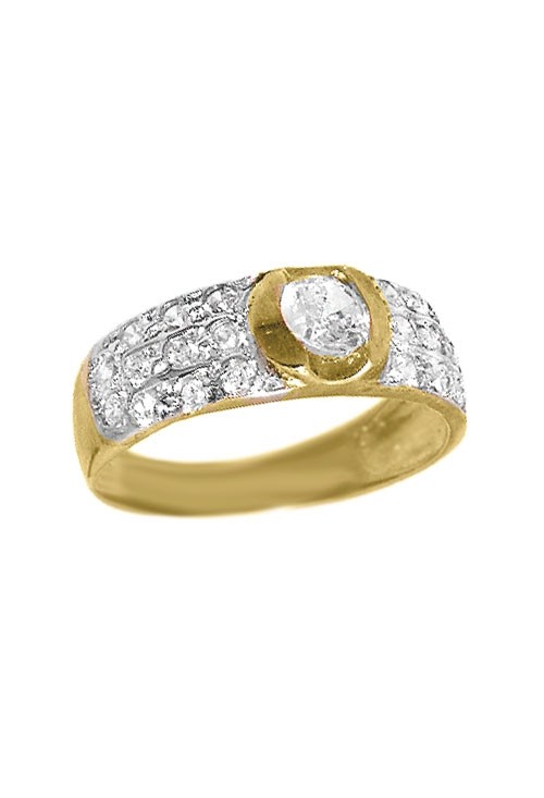 Anillo oro 1ª ley 750 mmas. (18 k.) sortija con piedras señora oro amarillo rfcia.139_0012-S