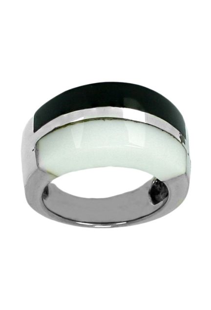 anillos de plata agata negra y agata blanca a precio outlet foto frontal ra2123