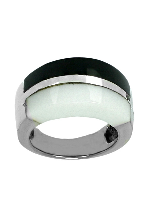 anillos de plata agata negra y agata blanca a precio outlet foto frontal ra2123