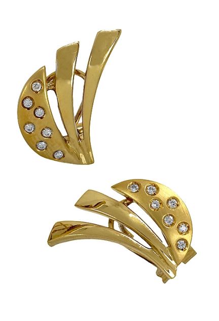 Arete para mujer con circonitas forma de abanico con cierre omega para venta online a precios baratos, joyas de mujer