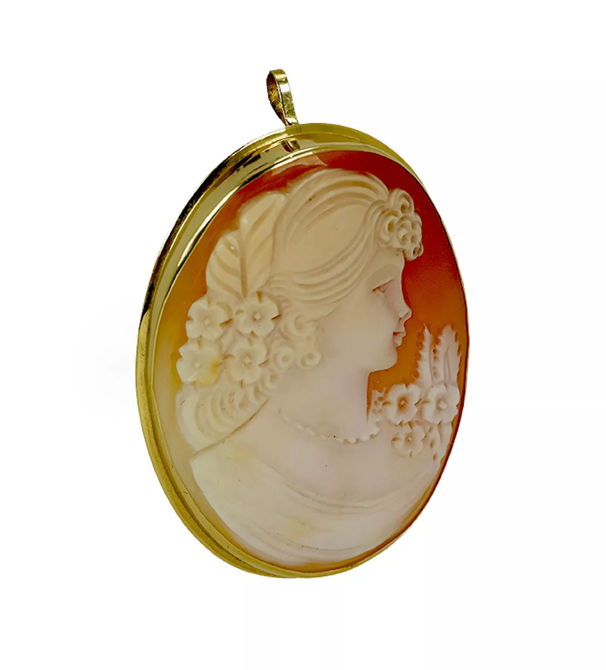 Broche de oro para solapa Camafeo Signora broche de oro para solapa signora viista frontal