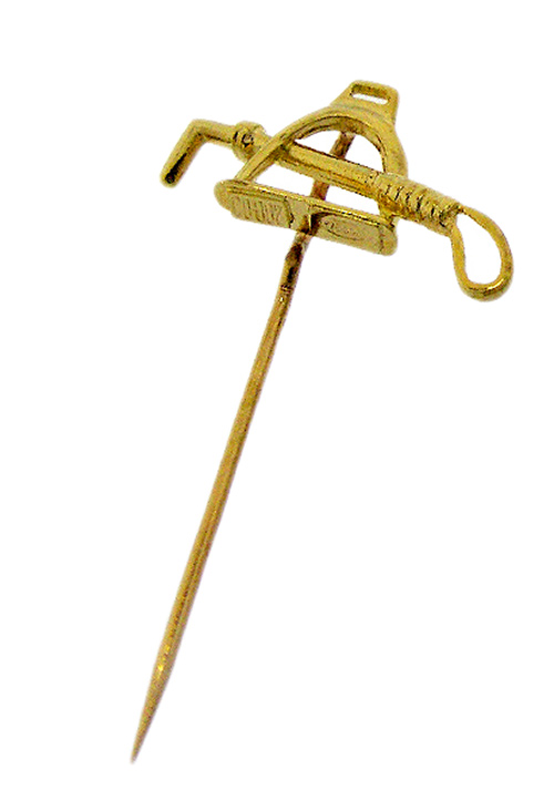 Broche de solapa tipo aguja, estribo y fusta de caballo, oro 18 ktes - foto 3 - rfcia.037_C-1237