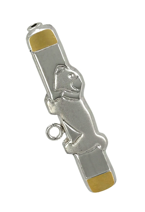 broche para bebe plata con adorno perro y extremos en oro amarillo 003_M52512
