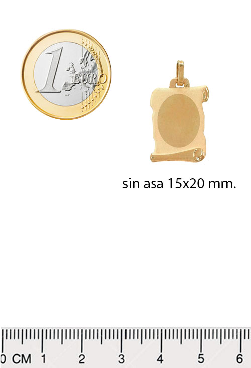 Chapa identidad rectangular, oro amarillo ley, pergamino. 045_21194L2-12 chapa identidad tipo pergamino fotografia con medidas para parrilla web