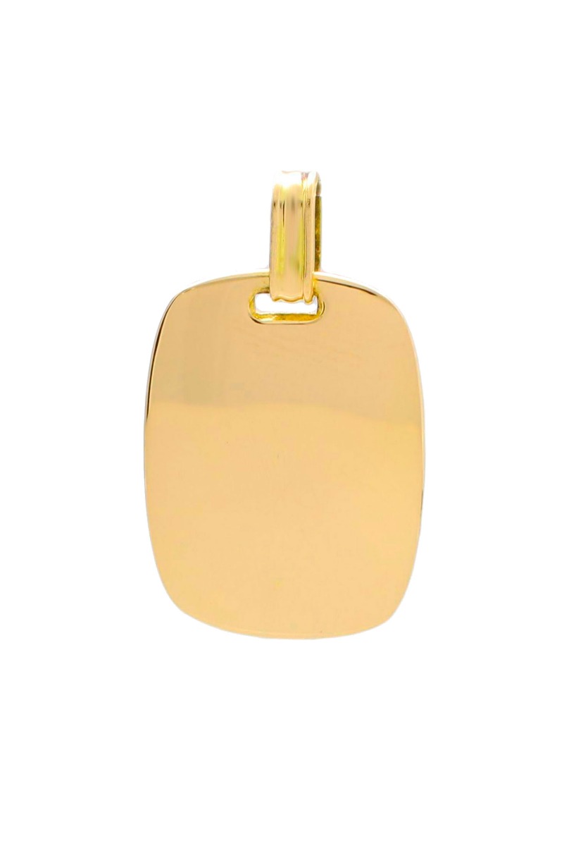 Chapa identidad oro amarillo primera ley 18 k. 189_03-513-3 chapa identidad oro ley 18 kilates abombada fotografia frontal