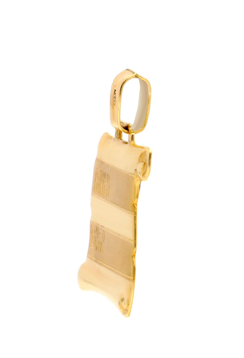 Chapa identidad pergamino oro amarillo 18 ktes 005_06114 chapa identidad oro amarillo 18 kilates pergamino mate brillo foto lateral para web el rubi joyeros