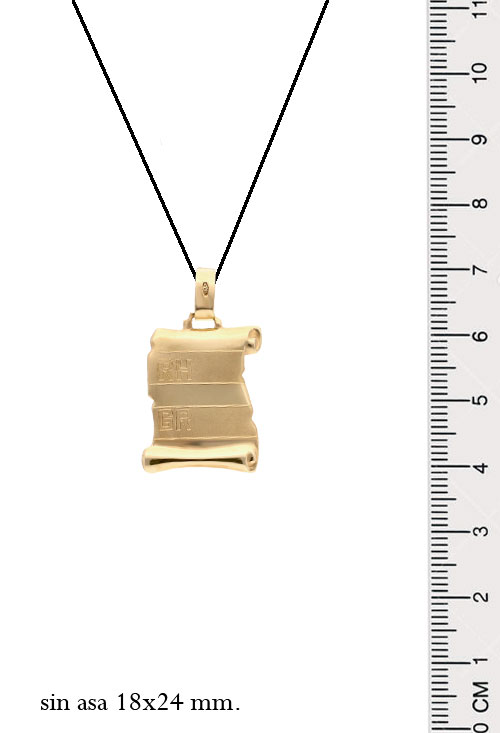 Chapa identidad pergamino oro amarillo 18 ktes 005_06114 chapa identidad oro amarillo 18 kilates pergamino mate brillo foto medidas para web el rubi joyeros