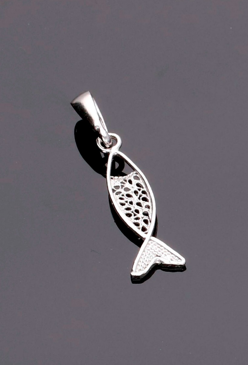 Colgante plata pez tipo filigrana 022_F-PEZ Colgante plata ley, dije sin piedras - foto 3 - rfcia.022_F-PEZ foto sin recortar fondo negro