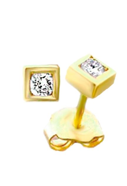chatones cuadrados oro amarillo 18 kilates y diamantes foto lateral