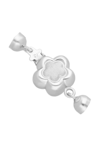 cierre collar con casquillas oro blanco 18 kilates motivo flor mate brillo vista principal