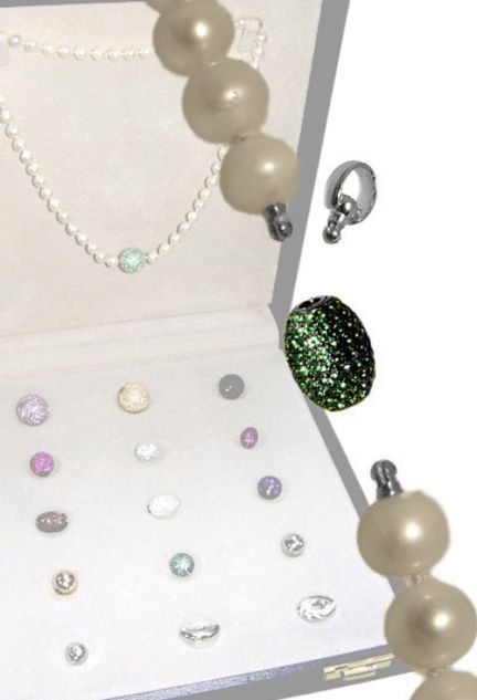 Cierre collar plata, intercambiable con cuajo de circonitas verdes. 248_C4S380P-07SR