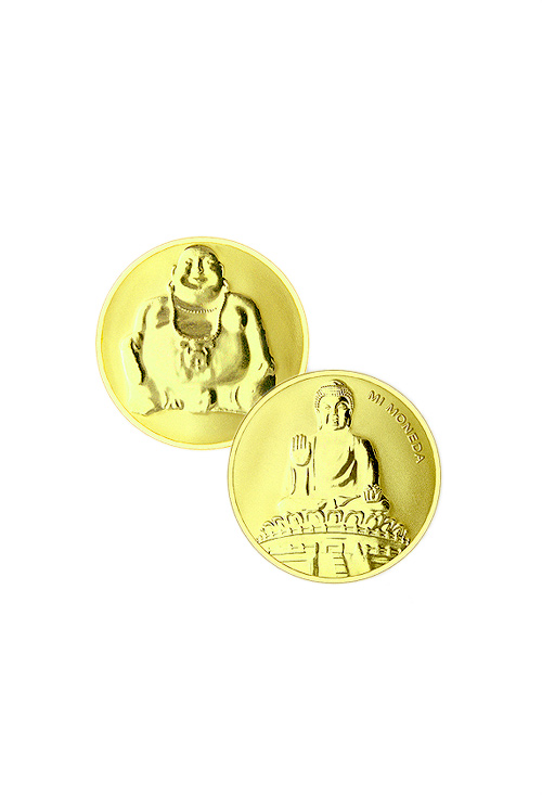 Colgante con las figuras de Budha. 29 mm chapado en color oro amarillo - foto 1 - rfcia.039_MON-BUD-02-M