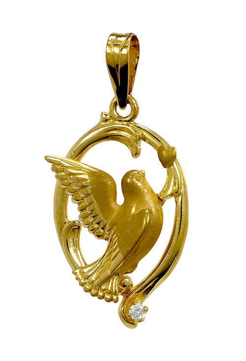 Colgante oro 18k paloma del amor Colgante de enamorados, oro amarillo 1a ley 18 ktes - foto 3 - rfcia.001_011222