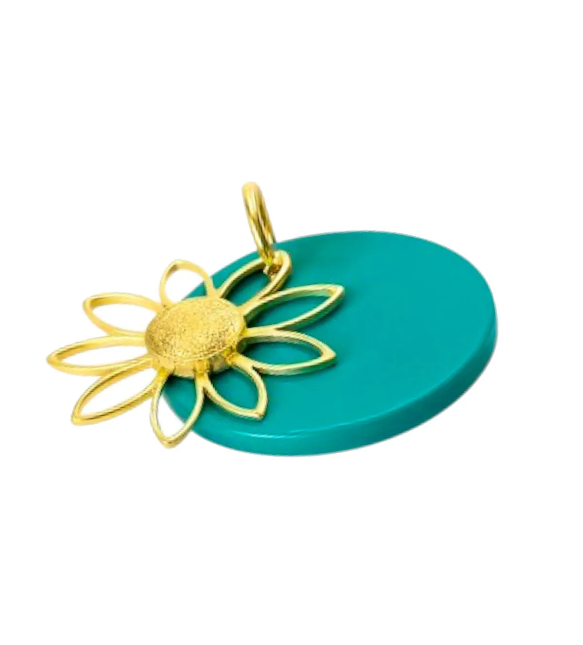 Colgante de oro 18K girasol 141_3131 colgante-de-oro-18k-y-simil-turquesa-141_3131 toma articulada